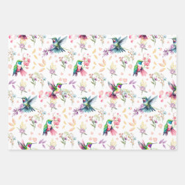 Watercolor Hummingbird & Wildflower Geschenkpapier Set