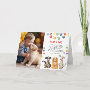 Watercolor Hund Erste Geburtstagsparty Dankeskarte