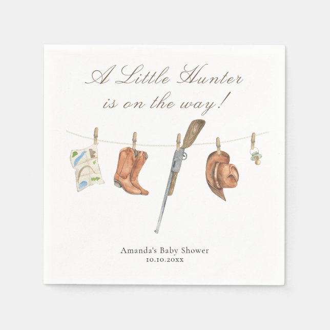 Watercolor Hunter Baby Shower Serviette (Vorderseite)