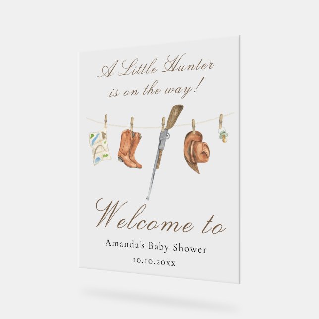 Watercolor Hunter Baby shower Welcome (Angle)