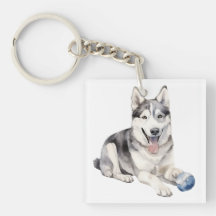 Watercolor Husky Dog