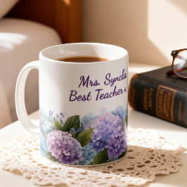 Watercolor Hydrangea Teacher Appreciation Script Kaffeetasse