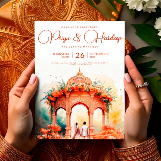 Watercolor Indian Wedding Template, Mandap Sikh Einladung (Watercolor Indian Wedding Template, Mandap Sikh Invitation)