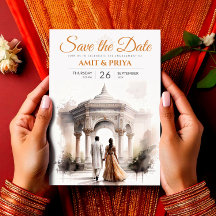Watercolor Indian Wedding Template, Mandap Sikh