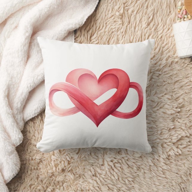 Watercolor Infinity Pink Heart Throw Pillow  Kissen (Decke)