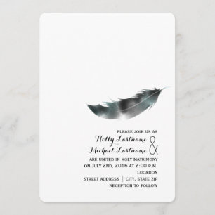 Watercolor-inspirierte Feder-Hochzeit - Schwarzes Einladung