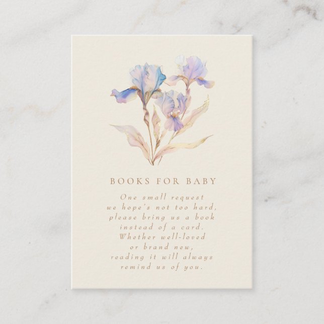 Watercolor Iris Babydusche Buchungsanfrage Begleitkarte (Vorderseite)
