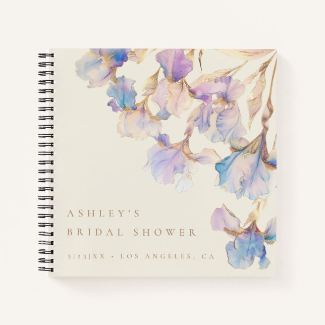 Watercolor Iris Brautparty Gästebuch Notizbuch (Vorderseite)