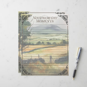 Watercolor Irish Countryside Feuille de notes Loos