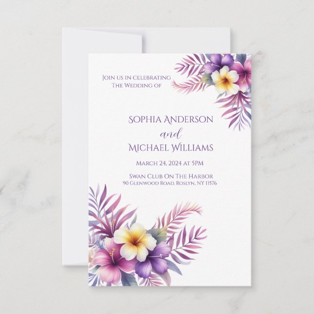 Watercolor Island Romance-Mariage Thème Invitation (Devant)