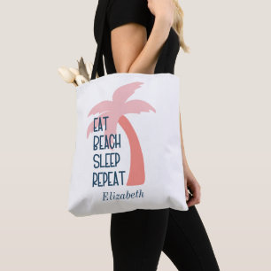 Watercolor Iss Mahlzeit Strand Schlafen Wiederhole Tasche