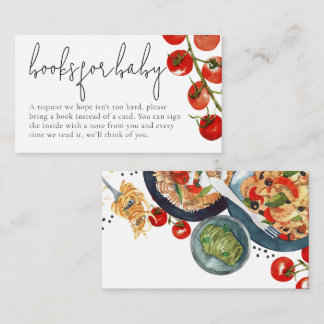 Watercolor Italian Pasta Books Baby Shower  Begleitkarte