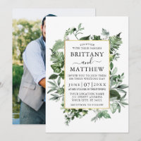 Watercolor Ivy Ferns Sage Foto Goldhochzeit