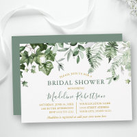 Watercolor Ivy Ferns Sage Green Gold Brautparty