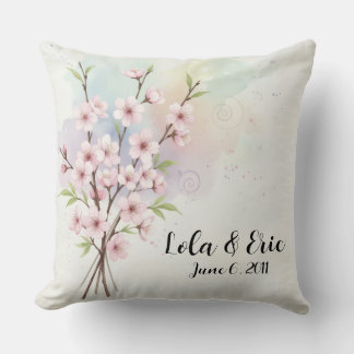 Watercolor Japanese Cherry Blossom Throw Pillow Kissen