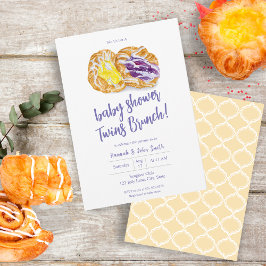 Watercolor Jelly Danisins Twins Baby Brunch Einladung