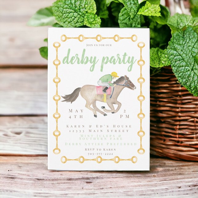 Watercolor Jockey Derby Party Horace Einladung (Von Creator hochgeladen)