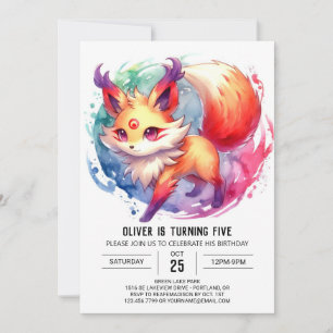 Watercolor Joyful Fox Birthday Einladung
