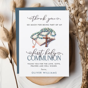 Watercolor-Junge Erste heilige Kommunion Danke Postkarte
