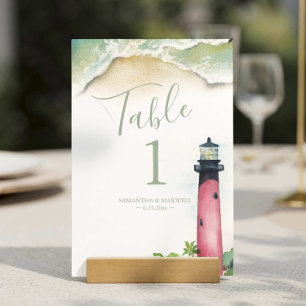 Watercolor Jupiter Lighthouse Numéro de table