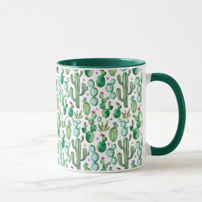 Watercolor-Kaktus-Pflanzen-Muster Tasse (Rechts)