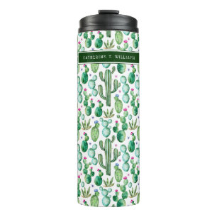 Watercolor-Kaktus-Pflanzen-Muster Thermosbecher