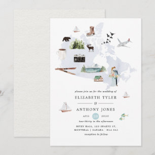 Watercolor Kanada Zielhochzeit Einladung