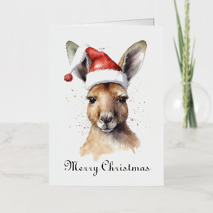 Watercolor-Känguru-Weihnachtsmannmütze-Weihnachtsk