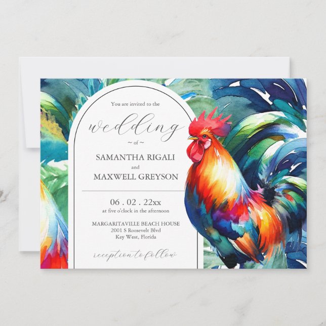 Watercolor Key West Florida Hochzeitseinladungen Einladung (Vorderseite)