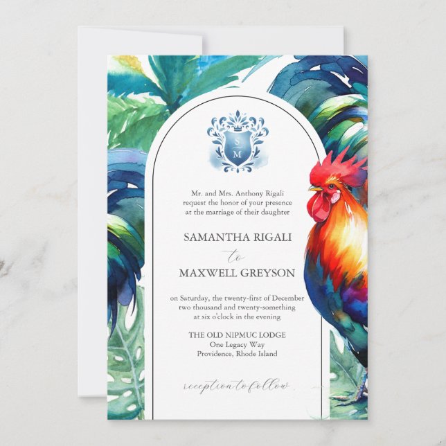 Watercolor Key West Formal Wedding Invitations (Devant)