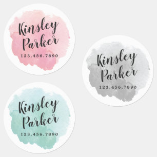Watercolor Kids Name Wasserdicht  Etiketten