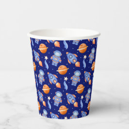 Watercolor Kids Spaceship & Astronaut Pappbecher