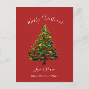 Watercolor Kiefern Frohe Weihnachten Baum 