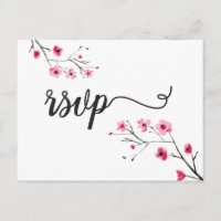 Watercolor-Kirschblüten-RSVP-Hochzeit