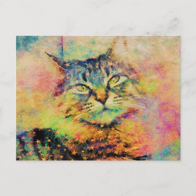Watercolor Kitty Postcard Postkarte (Vorderseite)