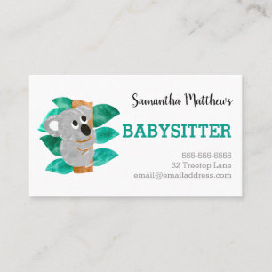 Watercolor-Koala-Babysitter-Kinderbetreuer Visitenkarte