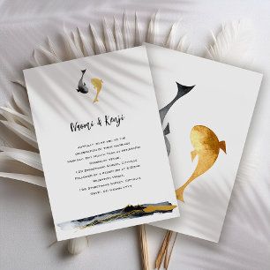 Watercolor-Koi-Fisch-Folie-Hochzeit Folieneinladung
