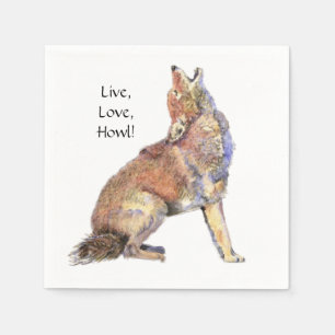 Watercolor-Kojote Live, Liebe, Serviette