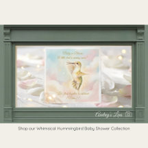 Watercolor Kolibri & Pastellwolken Baby Shower