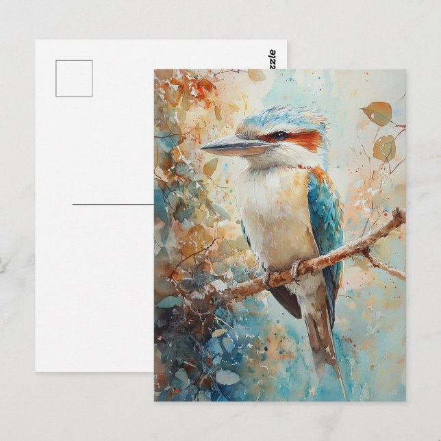 Watercolor Kookaburra Postkarte (Vorne/Hinten)