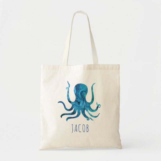 Watercolor-Kraken-Marinekinder personalisiert Tragetasche (Vorne)