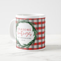 Watercolor-Kranz und Karo Weihnachtsgeschenk