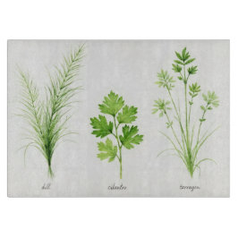 Watercolor Kraut Glass Cutting Board Schneidebrett