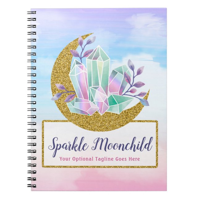 Watercolor-Kristalle u. Goldsichelförmige Notizblock (Vorderseite)