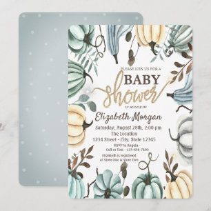 Watercolor-Kürbisse Punkte Baby Shower Einladung