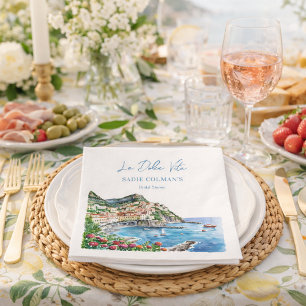 Watercolor La Dolce Vita Italienische Brautparty Serviette