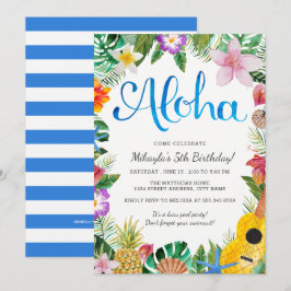 Watercolor laden tropisches Luau Geburtstags-Party Einladung