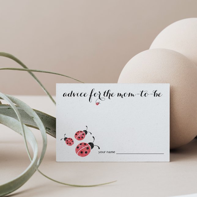 Watercolor Ladybug Ratschlag für Mama Babyduschkar Hinweiskarte (Von Creator hochgeladen)