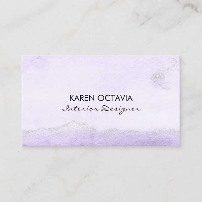 Watercolor-Lavendel-Imitat-Glitzer-Geschäfts-Karte Visitenkarte (Vorderseite)