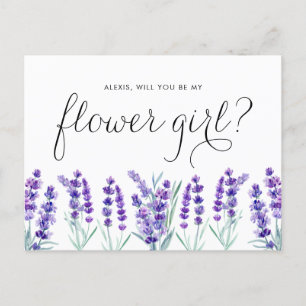 Watercolor Lavendel Wirst du meine Blumenmädchen s Einladungspostkarte